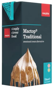 Mactop Traditional 1L - Sweetened Cream Alternative - Whipping Cream for Cakes & Desserts - High Whip Volume - For Piping and Filling