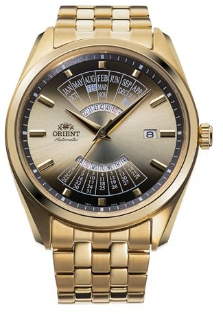 Orient Contemporary Multi Year Calendar - Orologio Da Uomo Automatico a Carica Manuale Casual Bracciale e Cassa In Acciaio Di Colore Oro Quadrante Bianco - RA-BA0001G30B RA-BA0001G