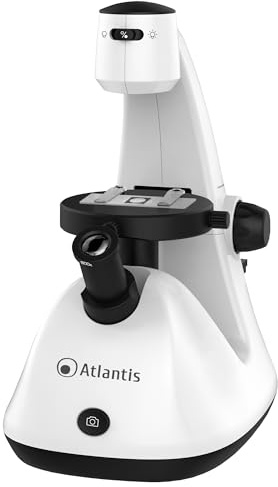 Atlantis E45-MS729 Digitales Invertiertes USB-Mikroskop, 1600 x 1200 UXGA Auflösung, 1300 x Ingradation, Stab X und Y, Fokus, Augenvisier, Beleuchtung sup. und unten. PC, MAC und Android