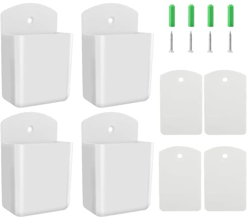 Supporto Telecomando, 4 Pezzi Scatola Di Immagazzinaggio A Distanza Supporto Parete Adesivo Per Telecomando, Telecomando, Supporto Da Parete Per Telecomandi Per La Casa (Bianco)