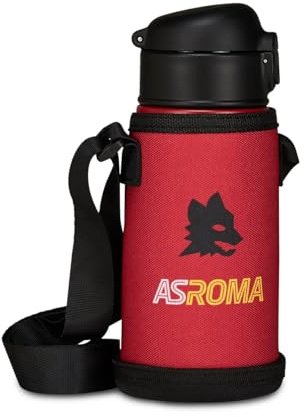 AsRoma Gourde Garçon Seven, rouge, avec porte-bouteille à bandoulière, maintien de la température : chaud 12h/froid 24h