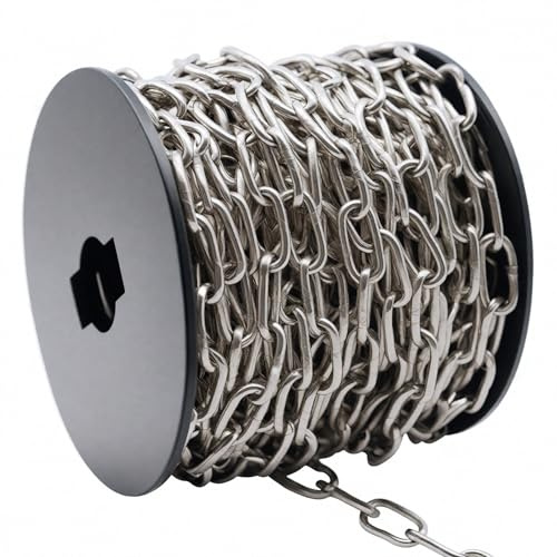 50ft Stainless Steel Chain, 2mm Hanging Chain,Jack Chain,304 Stainless Steel Metal Chains are Customizable for Hanging Bird Feeders/Dog Leashes/Signs & DIY Projects(2mm with Spool)