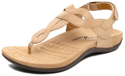 Athlefit Women's Orthopedic Arch Support Sandals Comfortable Thong T-Strap Orthotic Casual Flat Sandals
