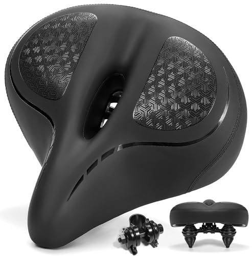 CDYWD Extra Breit Fahrradsattel Herren & Damen, Bequem, Weich, Atmungsaktiv, Ergonomisch, Bequemer Memory-Foam Fahrradsitz, Universal Ersatz Fahrradsättel für Mountainbike, Cityrad, Ebike, Heimtrainer