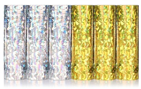 KarneLux Stelle filanti 'oro/argento glitter metallizzato' – decorazioni per feste di compleanno, matrimoni e Capodanno – confezione da 6
