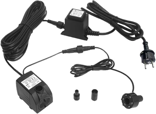 Springbrunnenpumpe mit 1x LED Spot Teichpumpe Wasserpumpe Bachlaufpumpe 12V (250LV)