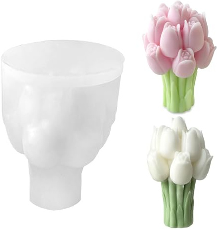 BDHYYM ljus silikonformar gjutformar vår silikonform blommor ljus former silikon tulpanform gjutformar silikon silikonformar blommor för gör-det-själv ljus gips tulpaner