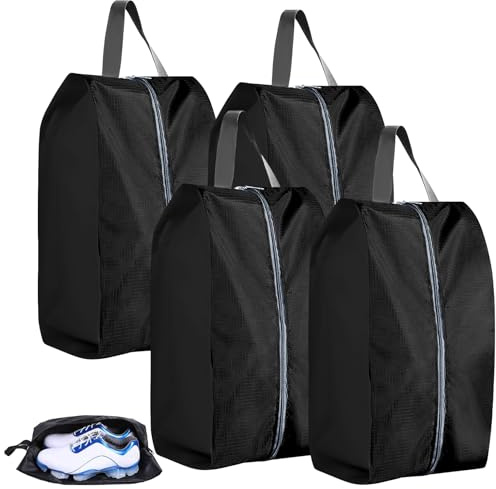 Yuaerbuo 4 Noir Sac Chaussures Voyage Lavable, 39.3 * 19 * 15cm Housses Chaussures Imperméabl Portable Sac À Chaussures de Voyage Imperméable, Convient pour Les Voyages et La Maison