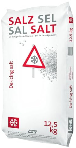 Streusalz 12,5 kg – Auftausalz gegen Eis & Schnee – Hochwirksames Tausalz für Gehwege, Einfahrten & Höfe – Schnelle Eisauflösung im Winter & HLKauf-Block