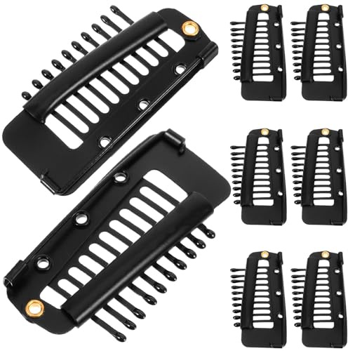 Tofficu Pinces pour Extensions Cheveux à 10 Dents Solides Épingles de Sécurité, Lot de 8 Clips Résistants pour Coiffure et Accessoires Capillaires