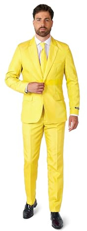 Suitmeister Men's Party Costumes - Slim Fit Solid Color Suit for Leisure - Halloween Parties and Party Wear - Yellow - Size: L