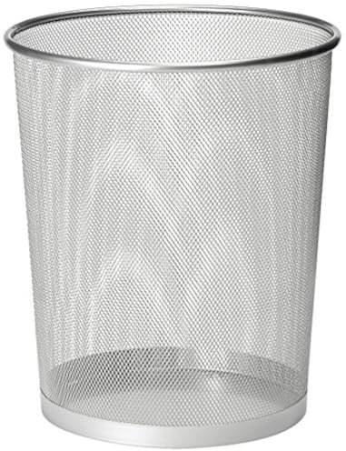 Zuvo Circular Mesh Waste Paper Bin | Lightweight Waste Basket Garbage Can | Metal Trash Bin Ideal for Kitchen Home Office Bin Dorm Room Living Room Desk Bedroom. (1 Silver) (27 X 24 cm)