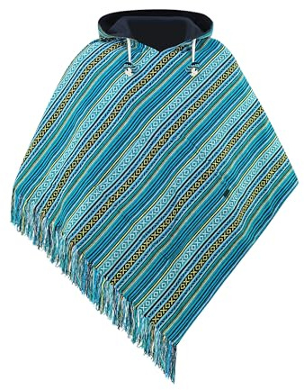 virblatt Herrponcho i 100% bomull, mexikansk poncho, baja, huvtröja, poncho, pancho, tröja, ”drug rug”, cape, ull, gRÖN, XXL