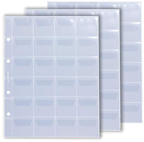 Coin Collecting Sheets - Variable Pockets Pages - Coin Collection Holders Sets (24 Pockets up to Ø40mm, 5 Sheets)