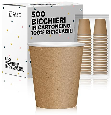 cubex professional 500 Bicchieri in Carta da 90 ML Avana, per Caffè, Acqua, Bevande Calde e Fredde, 100% Riciclabili