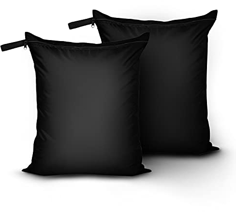 OTraki Sacco Biancheria Sporca Viaggio Riutilizzabile Wet Bag con Zip Tessuto Oxford Impermeabile Sacchetto Organizer per Gym Asciugamani Spiaggia Costume da Bagno Nero 30 x 36 cm 2 Pezzi