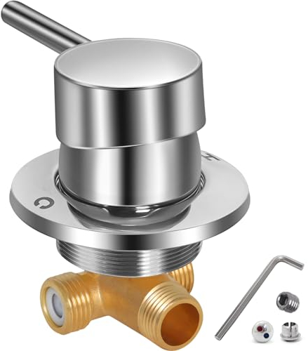 Gekufa Mitigeur Thermostatique de Douche en Laiton, Robinet de Sortie Deux en Un G1/2 pour Salle de Bain, Eau Froide et Chaude pour Cabine de Douche Intégrale