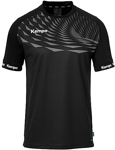 Kempa Herren Wave 26 Shirt Jungen Sportshirt Kurzarm Funktionsshirt Handball Gym Fitness Trikot, Schwarz/Anthra, L EU