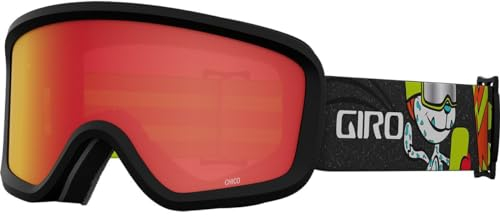 Giro Chico 2.0 Kleinkind Skibrille Snowboardbrille für Kinder Jungen Mädchen 2-4 Schwarz Asche Gurt mit Amber Rose Linse