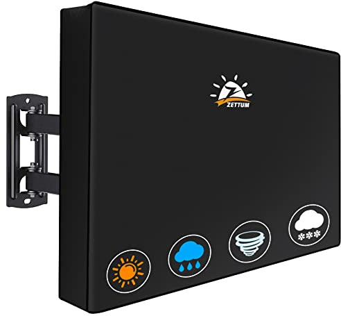 Zettum Funda para TV de 40 – 43 pulgadas, cubierta exterior 600D Oxford, revestimiento de poliuretano, resistente y resistente al agua, protector de pantalla para TV (Negro)
