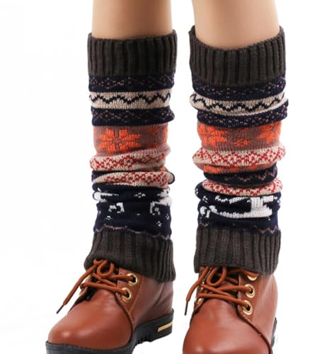 KBRPEY Stulpen Damen Langer Beinwärmer Frauen Mädchen Winter Crochet Stricken Stulpen Beinstulpen Beinwärmer Kniestrümpfe Legwarmers Strümpfe