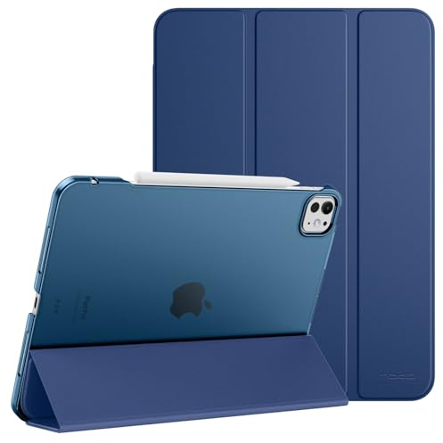 MoKo Coque pour iPad Pro 11 Pouces M4 2024 (5e Gén), Étui Ultra-mince avec Coque Arrière en PC Dur Translucide pour iPad Pro 11'' 2024 Modèle (A2836/A2837/A3006), Supporte Apple Pencil Pro,Marine Bleu