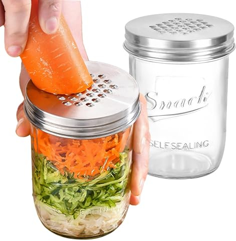 Coperchio per grattugia per formaggio in barattolo di vetro, grattugia per formaggio con contenitore - Coperchio multiuso per formaggio Zester in barattolo di vetro,Grattugia per carote antiruggine, t