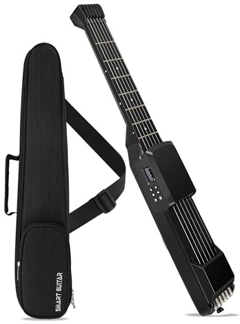 PEFEEL USB Charging Smart Acoustic Electric Pocket Travel Chord Practice Portable Guitar Neck for Beginner AI LCD (BLACK)