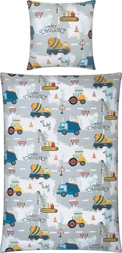 REDBEST Kinder-Bettwäsche Flanell grau Größe 1x 135x200 cm + 1x 80x80 cm