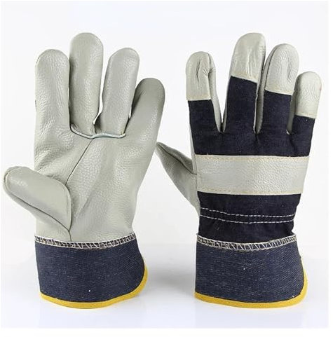 Ignifuge Gants de travail de soudage résistants à la chaleur, en cuir de vache doux et épais, résistants à l'usure, gants de coupe et de meulage robustes Protection résistante à la chaleur