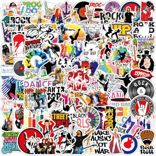 Huaxintoys Rock and Roll Aesthetic Pegatinas de Vinilo para Ordenador PortáTil para Patineta, Motocicleta, Bicicleta, TeléFono, Ordenador, Calcomaní para Equipaje, DIY Parches de Graffiti (100 Pcs)