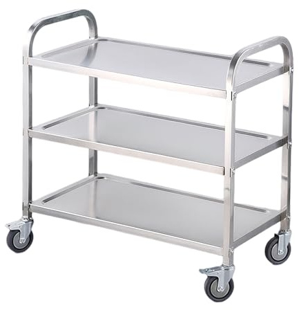 Catering Trolley Heavy Duty 3 Tier Utility Cart kommerzielle Küche Mobile Multi -funktionale Lebensmittelwagen 3-Layer 75 * 40 * 82cm