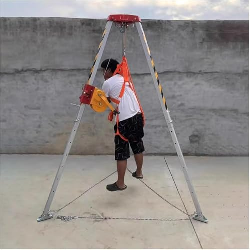 Kit de protección contra caídas en espacios reducidos, trípode de rescate de aluminio con patas retráctiles y arnés de seguridad, equipo de seguridad esencial para operaciones de rescate