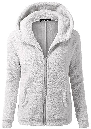 Chaquetas de Felpa Suave para Mujer Cálida Cremallera Abrigo con Capucha Casual Suéter Ligero y Cómodo Sweatshirt Hoodie Talla Grande Invierno Blusas Tops