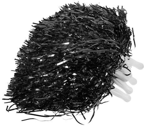 TOPBATHY Pompones de Animadora 10 Unidades Negros Mango, Accesorios para Porristas, Ligeros y Reutilizables, Ideales para Animar Eventos Deportivos al Aire Libre