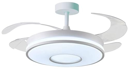 BEL AIR HOME Ventilador de Techo KIRA Blanco con APP | Aspas Desplegables Retráctiles, APP para Móvil, Luz LED 36W 3000K/4000K/6500K, Mando a Distancia