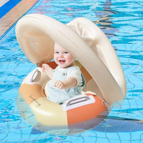 Generico salvagente Neonato con Parasole, Gonfiabile Ciambella Neonato Mare, Anello Galleggiante per Bambini con seggiolino di Sicurezza, Divertenti Giochi Acquatici per Piscine, Bagno, Spiaggia(B)
