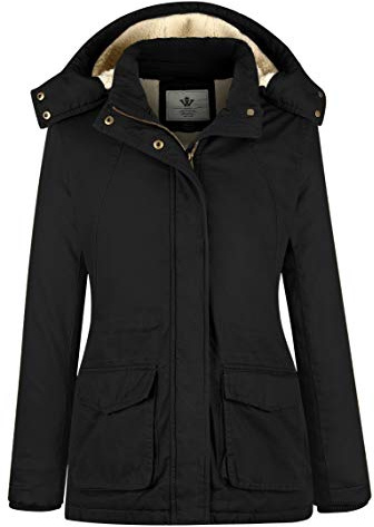 WenVen Women's Parka Winter Utility Mid-Length Insulated Jacket Coat (Black, S)