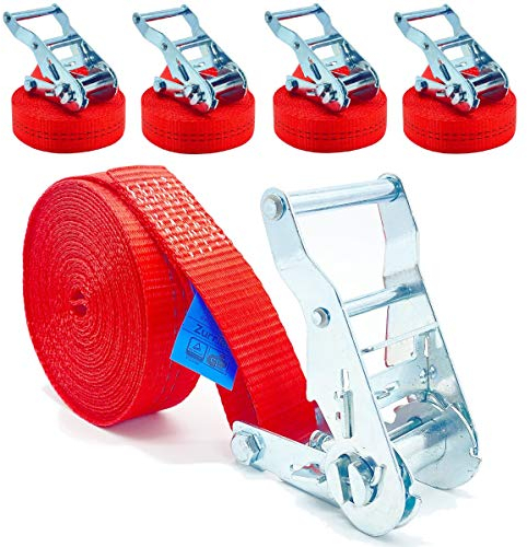 4 Stück 2000kg 6m Spanngurte mit Ratsche 1 teilig einteilig Ratschengurt Zurrgurte 35mm orange 2t 2000 daN