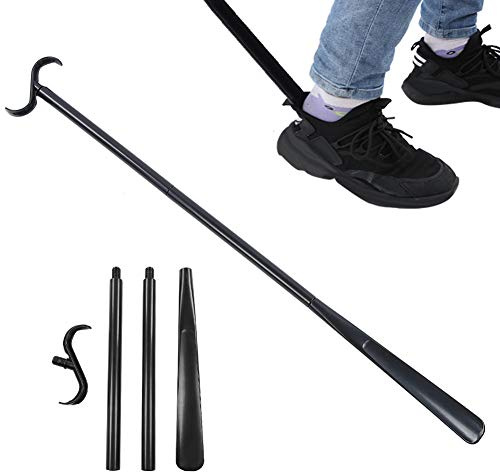 2 En1 Corne de Chaussure et Aide à L'habillage, Bâton de Pansement Long Détachable Chaussures Portables Chaussettes Aides à L'habillage avec Corne à Chaussures