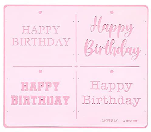 Lacupella Wish Greeting Baking Stencil with Script Serif Collegiate Typewriter Fonts for Cake, Large Cookie, Party, Events, Celebration, Drawing Journal (Happy Birthday)