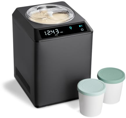 SPRINGLANE Heladera yogurtera 2 en 1 ERIKA con compresor de refrigeración y función de calefacción, 2,5 l Máquina de helados y yogur en acero inoxidable, función de mantenimiento de frío