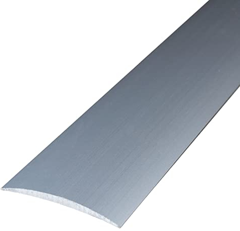 PROVISTON | Übergangsprofil | Breite:50 mm | Höhe:5 mm | Länge:1000 mm | Metallprofil | Bodenprofil | Ausgleichsprofil | Aluminium eloxiert | Silber | Selbstklebend | 1 Stück