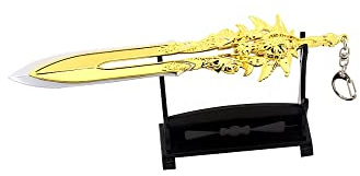 hanaiette 1 x God of War Chaos Klinge Donner Hammer Axt Schwert Waffe Modell Schlüsselanhänger mit Präsentationsständer (Standard-Modell 3)