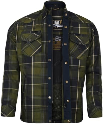 Bores Lumberjack Premium Motorradhemd (Green/Black/White,L)