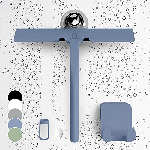 GÜTEWERK, Tergivetro per porte in vetro da doccia, in gomma, per la pulizia delle finestre, blu, 23 cm
