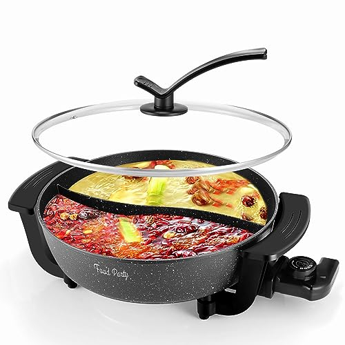 Food Party Appareil Fondue Chinoise Hot Pot Electrique 6L 220V 1200W Shabu SHabu Hotpot avec Diviseur Wok electrique