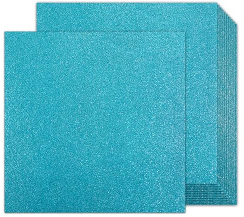 Blue Glitter Cardstock 12x12 Double-Sided 24 Sheets, Goefun Light Blue No-Shed Glitter Paper 280GSM/100lb Heavy Card Stock for Gift Wrapping, Birthday, Anniversary, Holiday, Greeting Cards