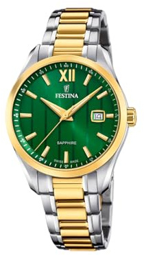 Festina Swiss Made Herrenuhr Analog Edelstahl 316L Multicolor - Quarz Datum - Saphirglas, Wasserdicht 5 ATM - F20027/3