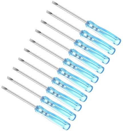 CoCud Destornillador Ranurado Mini, Tamaño de 2.0mm y Longitud de 65mm, Destornilladores de Cabeza Plana Pequeña de Acero al Carbono con Mango Antideslizante, 10 Piezas